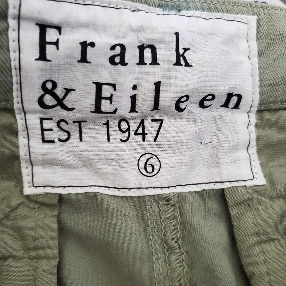 Frank & Eileen Wicklow Italian Cotton Chino Pants Green Size 6 Cropped Raw Hem - Picture 16 of 16